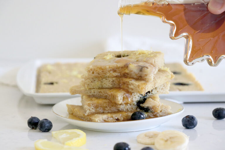 Lemon Banana Blueberry Sheet Pan Pancakes