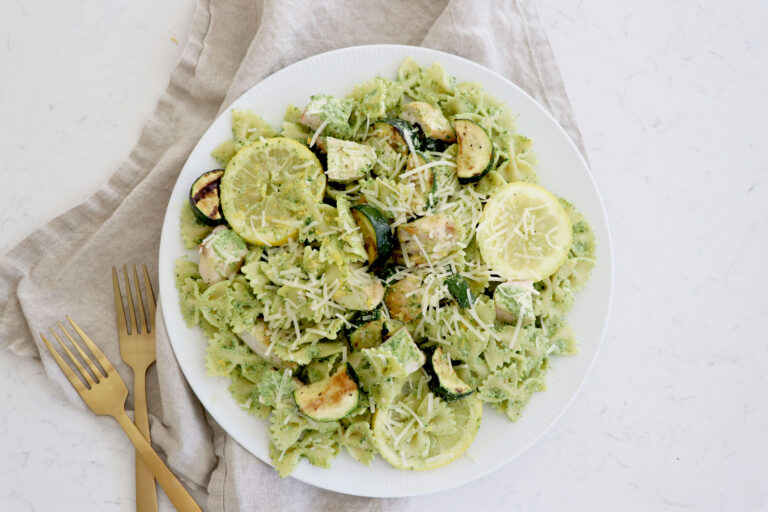 Lemon Chicken Zucchini Pesto Pasta