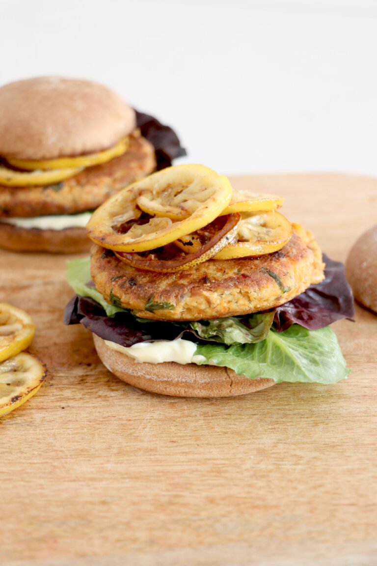 Roasted Lemon Salmon Burger