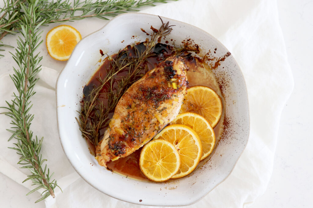 Roasted orange glazed chicken