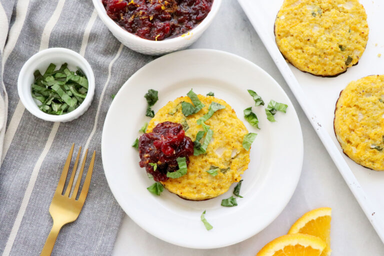 Butternut Squash Quinoa Patties with an Orange Cranberry Sauce