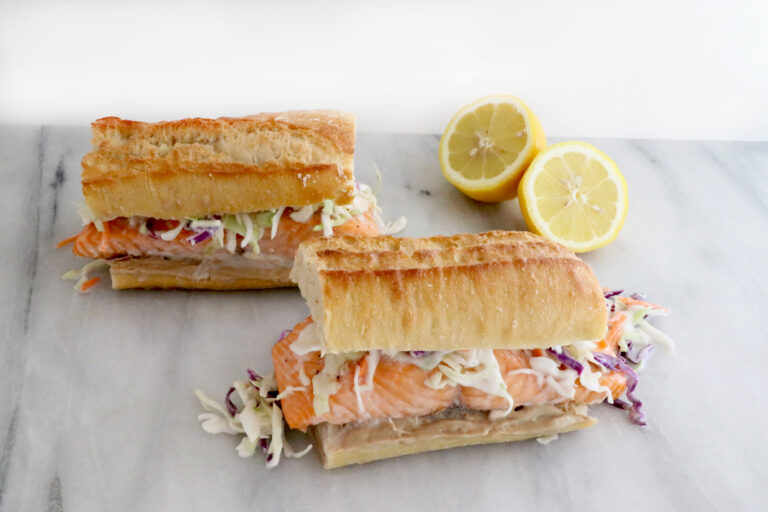 Salmon Summer Sandwich With A Citrus Slaw