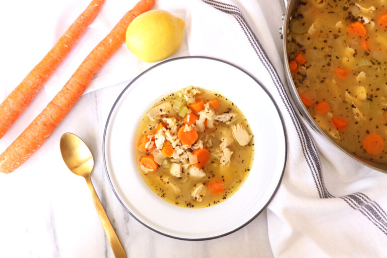 HOMEMADE LEMON CHICKEN & RICE SOUP