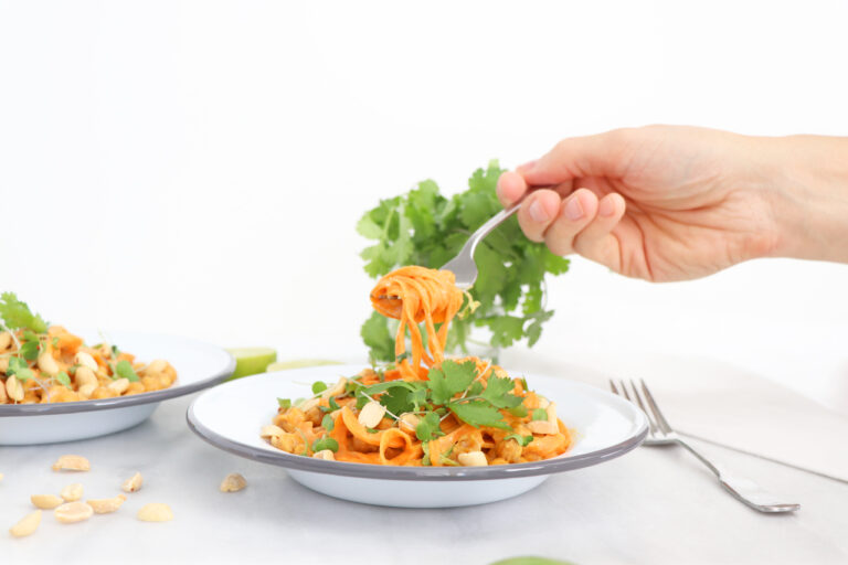 SWEET POTATO NOODLES WITH SPICY PEANUT BUTTER SAUCE